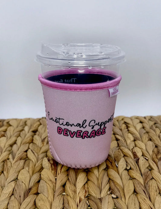 Pink Emotional Support Iced Coffee Drink Sleeve