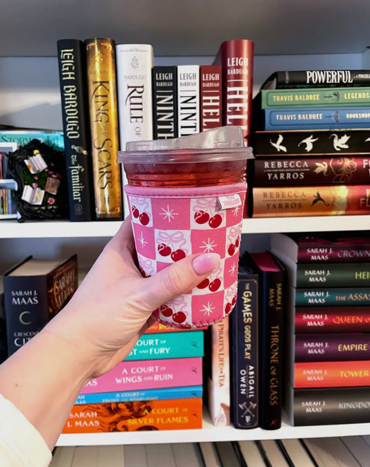 Cherry Bow Coquette Girl Iced Coffee Drink Sleeve