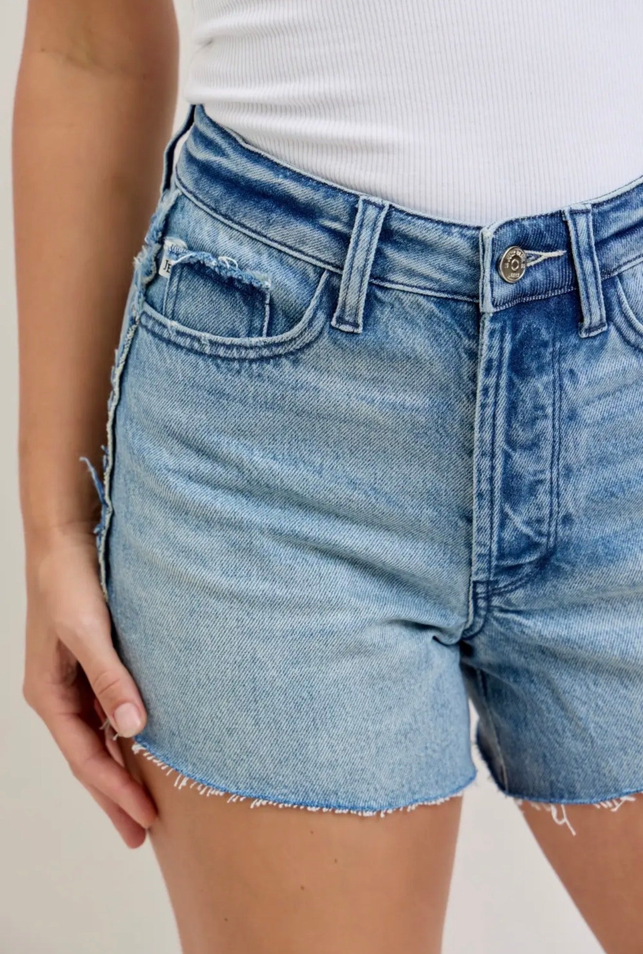 Judy Blue HW Rigid Magic Cut Off Denim Shorts