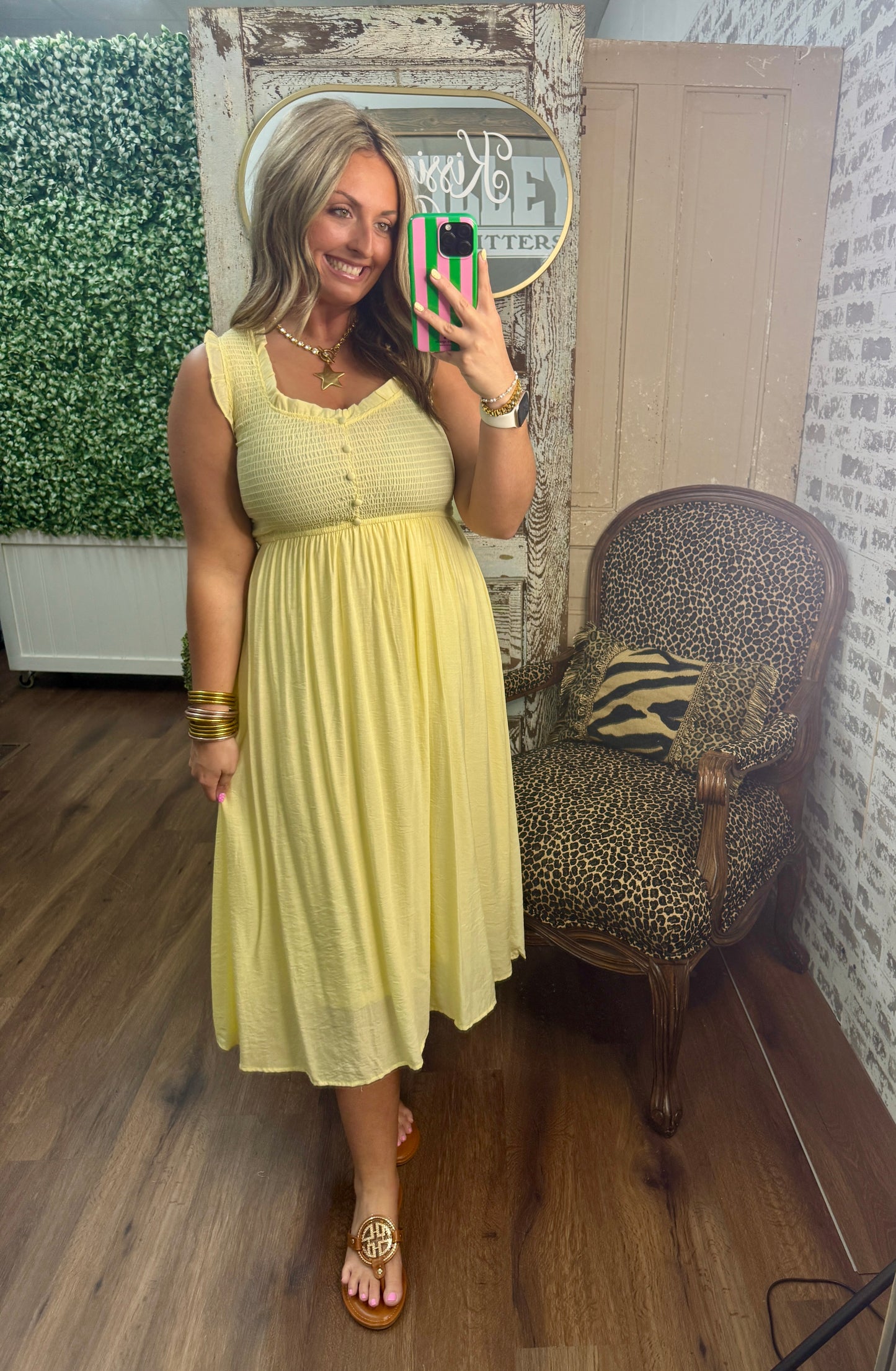 Millie Sweetheart Midi Dress - Yellow