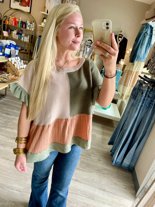 Olive Whirl Top