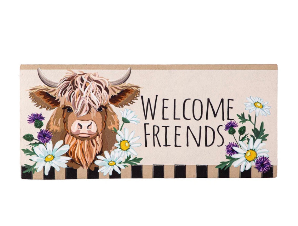 Sassafras Highland Cow Welcome Friends Switch Mat