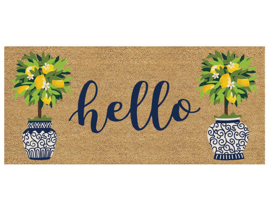 Sassafras Hello Topiary Flocked Coir Switch Mat