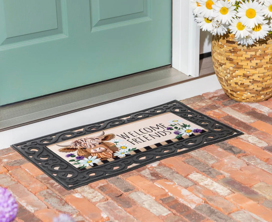 Sassafras Highland Cow Welcome Friends Switch Mat