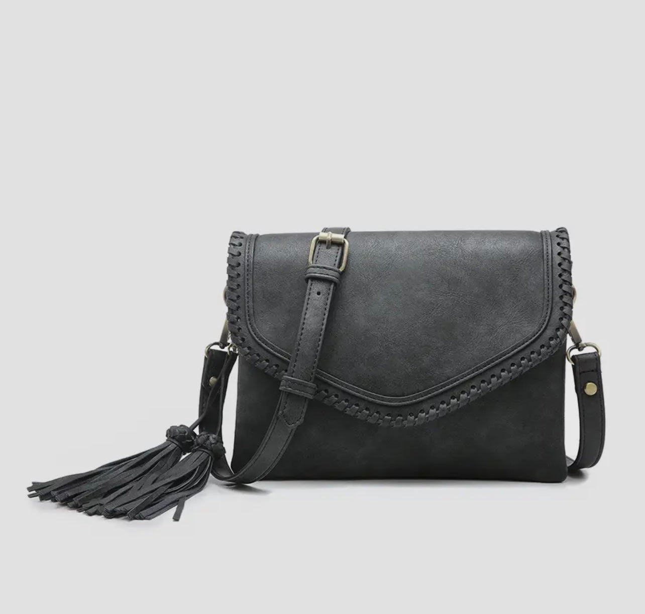 Sloane Flapover Crossbody w/ Whipstitch & Tassel