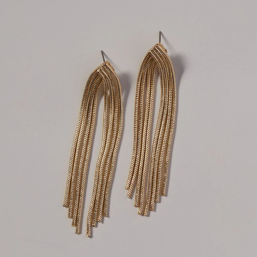 Gold Waterfall Chain Earrings